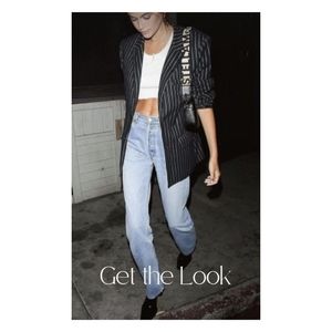 ✨HOLT RENFREW Vintage Black&White Pinstripe Wool Blazer~Size 8